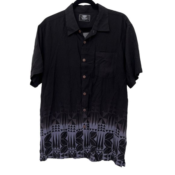 tanoa black‎ short sleeve button down ombre mens shirts  Size: L - Picture 1 of 8